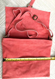 Peach crossbody suede bag. LiGht coral RED GENUINE leather bag. BOHO coral pink suede purse. Messenger bag in suede for books, tablets...