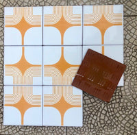 Special listing for  Karyn, 12 white-orange 70s geometric tiles from Spain