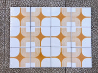 Special listing for  Karyn, 12 white-orange 70s geometric tiles from Spain