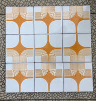 Special listing for  Karyn, 12 white-orange 70s geometric tiles from Spain